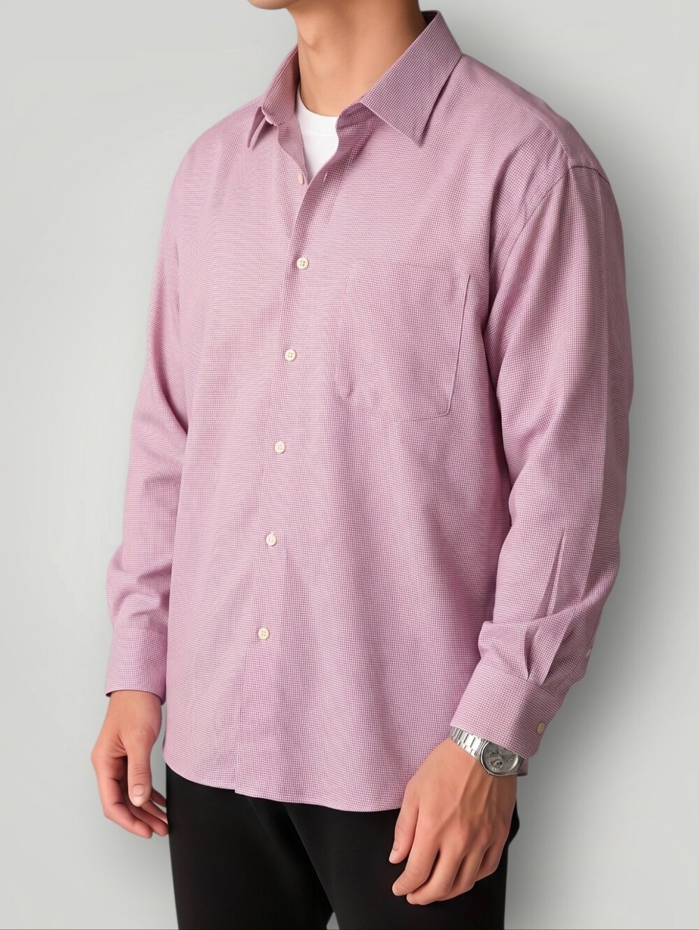 Rochester Men's 20 34/35 Mauve Pink Dress Shirt Egyptian Cotton Non-Iron